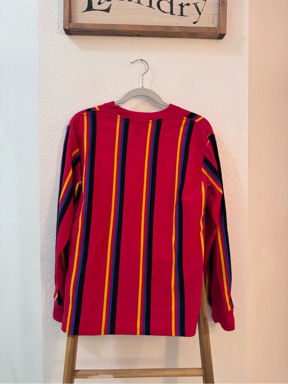 Obey Unisex Long Sleeve Top w/ Red Stripes 100% Cotton Back to School